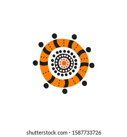 Aboriginal art dots painting icon logo design vector template