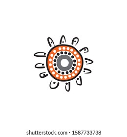 Aboriginal art dots painting icon logo design vector template
