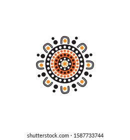 Aboriginal art dots painting icon logo design vector template