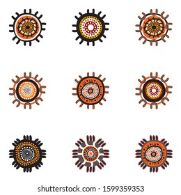 Aboriginal art dots painting icon logo design illustration vector template