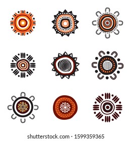 Aboriginal art dots painting icon logo design illustration vector template