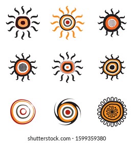 Aboriginal art dots painting icon logo design illustration vector template