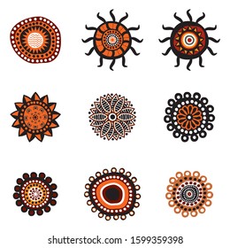 Aboriginal art dots painting icon logo design illustration vector template