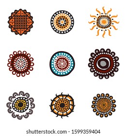 Aboriginal art dots painting icon logo design illustration vector template