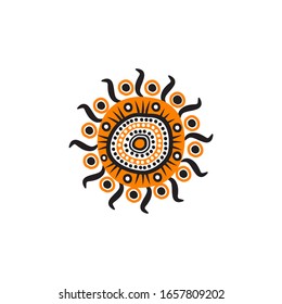 Aboriginal art dots painting icon symbol logo design vector illustration template