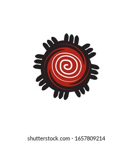 Aboriginal art dots painting icon symbol logo design vector illustration template