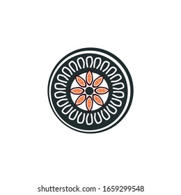 Aboriginal art dots painting icon logo design vector illustration template