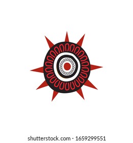 Aboriginal art dots painting icon logo design vector illustration template