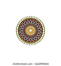 Aboriginal art dots painting icon logo design vector illustration template