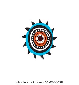 Aboriginal art dots painting icon logo design vector illustration template