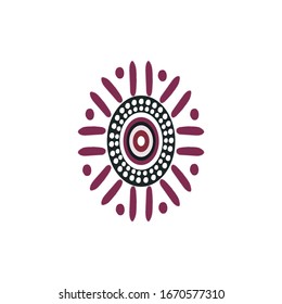 Aboriginal art dots painting icon logo design vector illustration template