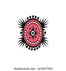 Aboriginal art dots painting icon logo design vector illustration template