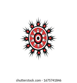 Aboriginal art dots painting icon logo design vector template