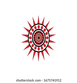 Aboriginal art dots painting icon logo design vector template
