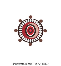 Aboriginal art dots painting icon logo design vector illustration template