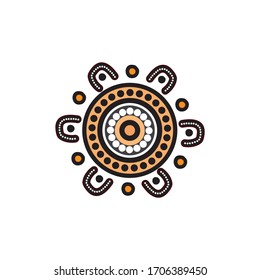 Aboriginal art dots painting icon logo design vector template