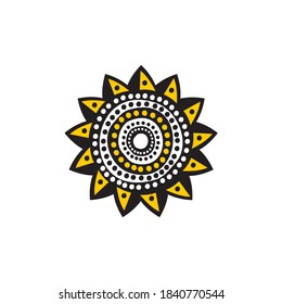 Aboriginal art dots painting icon logo design vector template