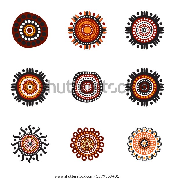 Aboriginal Art Dots Painting Icon Logo Stock Vector (Royalty Free ...