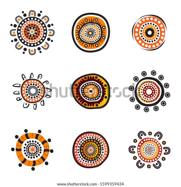 Aboriginal art dots painting icon logo design\
illustration vector\
template