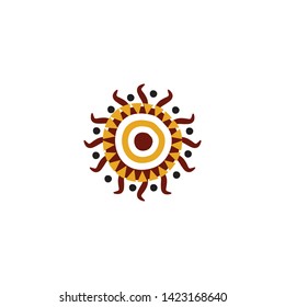 Aboriginal art dots painting logo design vector template