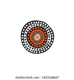 Aboriginal art dots painting logo design vector template