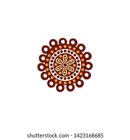 Aboriginal art dots painting logo design vector template