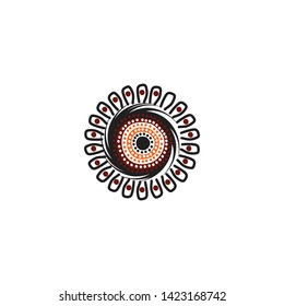 Aboriginal art dots painting logo design vector template