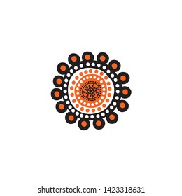 Aboriginal art dots painting logo design vector template