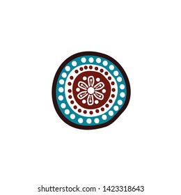 Aboriginal art dots painting logo design vector template