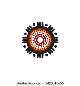 Aboriginal art dots painting logo design vector template