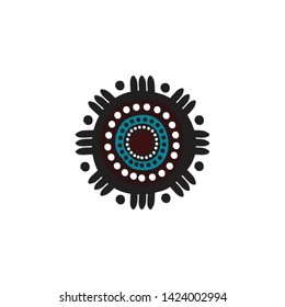 Aboriginal art dots painting logo icon vector template