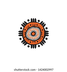Aboriginal art dots painting logo icon vector template
