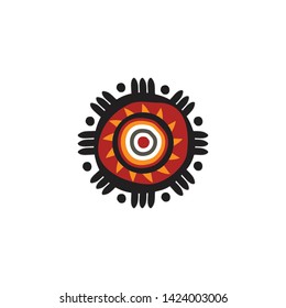 Aboriginal art dots painting logo icon vector template