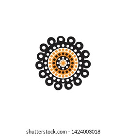Aboriginal art dots painting logo icon vector template