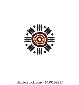 Aboriginal art icon logo design vector template