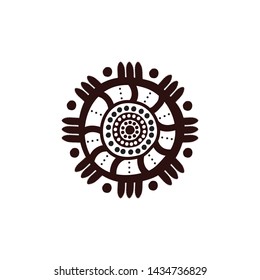 Aboriginal art icon logo design vector template
