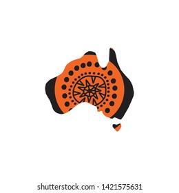 Aboriginal art logo design with Australia map outline 