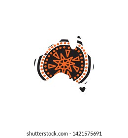 Aboriginal art logo design with Australia map outline 