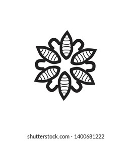 Aboriginal art logo design icon vector template black and white version