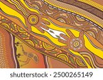 Aboriginal art vector background. Australian aboriginal dot painting style.