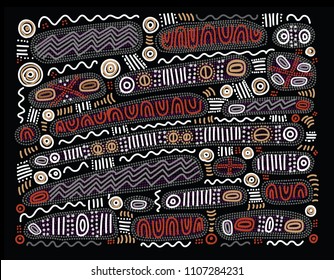 Aboriginal art vector background. Australian aboriginal dot painting style.