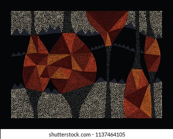 Aboriginal Art Vector Background. Australian Aboriginal Dot Painting Style