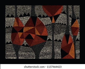 Aboriginal Art Vector Background. Australian Aboriginal Dot Painting Style