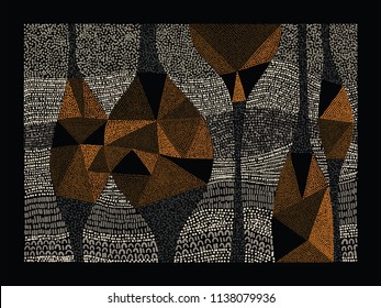 Aboriginal Art Vector Background. Australian Aboriginal Dot Painting Style