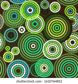 Aboriginal art vector seamless background.Green and blue