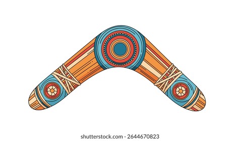 Aboriginal australian boomerang vector illustration ethnic ornament design hand drawn style traditional