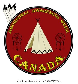 Aboriginal awareness week sign, label vector illustration