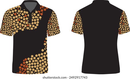 Aboriginal black t-shirts dot pattern background.