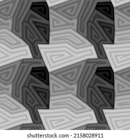 Aboriginal design. Tribal motif. Seamless pattern. Folk wallpaper. Indigenous ornament. Linear backdrop. Embroidery background. Ethnic mosaic. Textile print. Vector art work