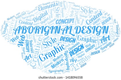 Aboriginal Design word cloud. Wordcloud made with text only.